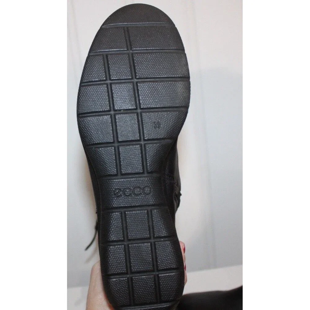 ECCO‎ Babett Boots EU 39 US 8 Black Leather GORE-TEX Waterproof Tall Wedge